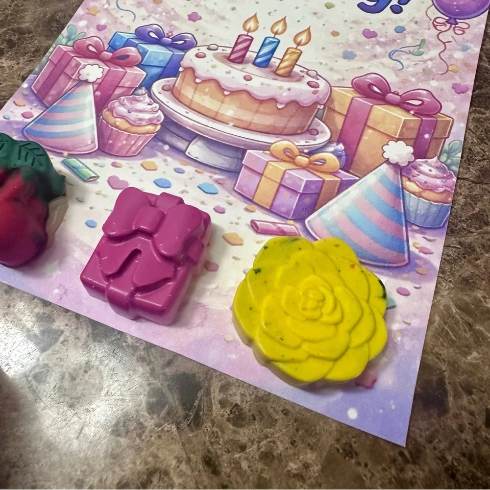 Handmade Generic Purple Themed Crayon Birthday Card NEW